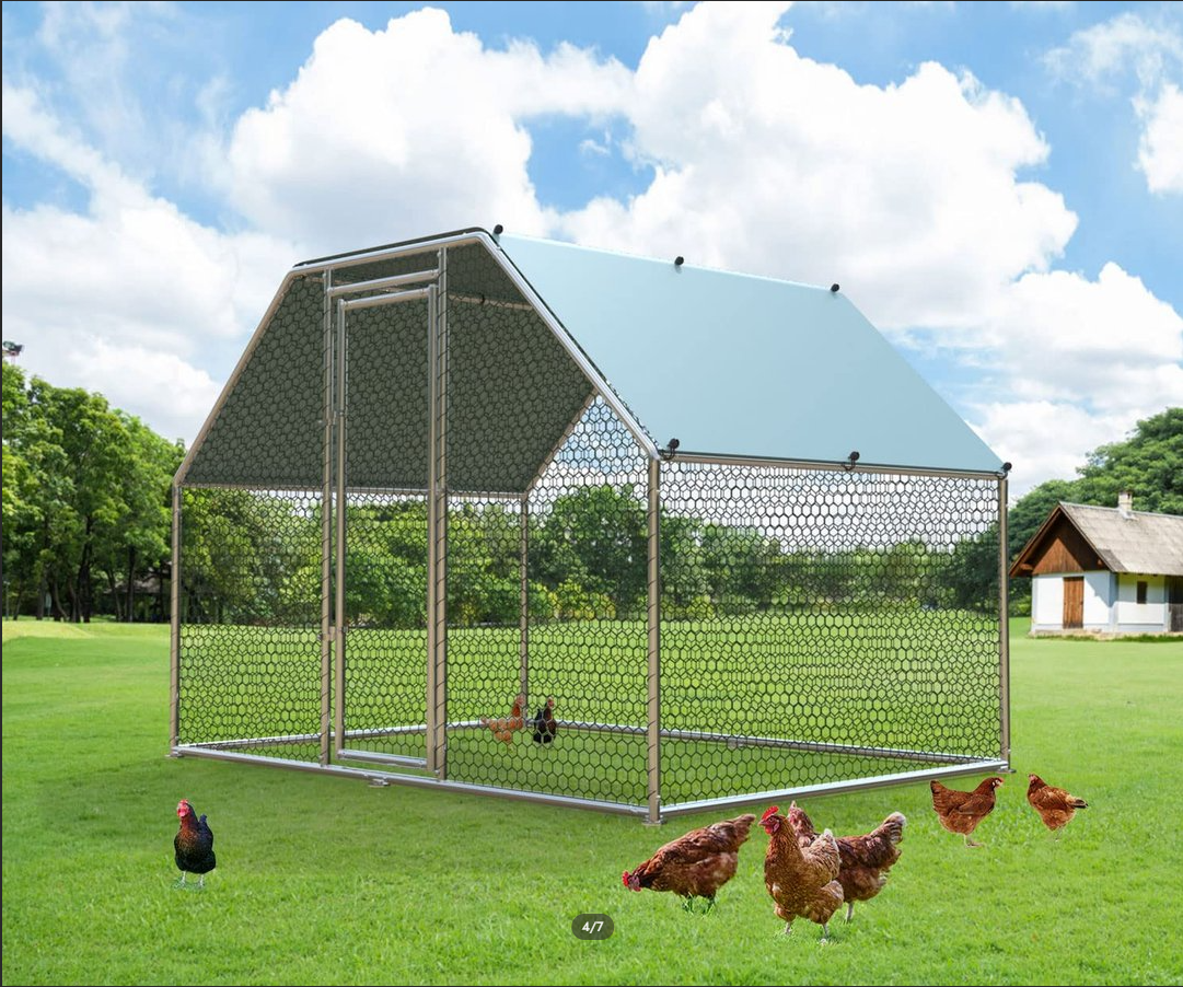 【Pet】Large Metal Chicken Coop Run Walk-in Poultry Cage Chicken Runs