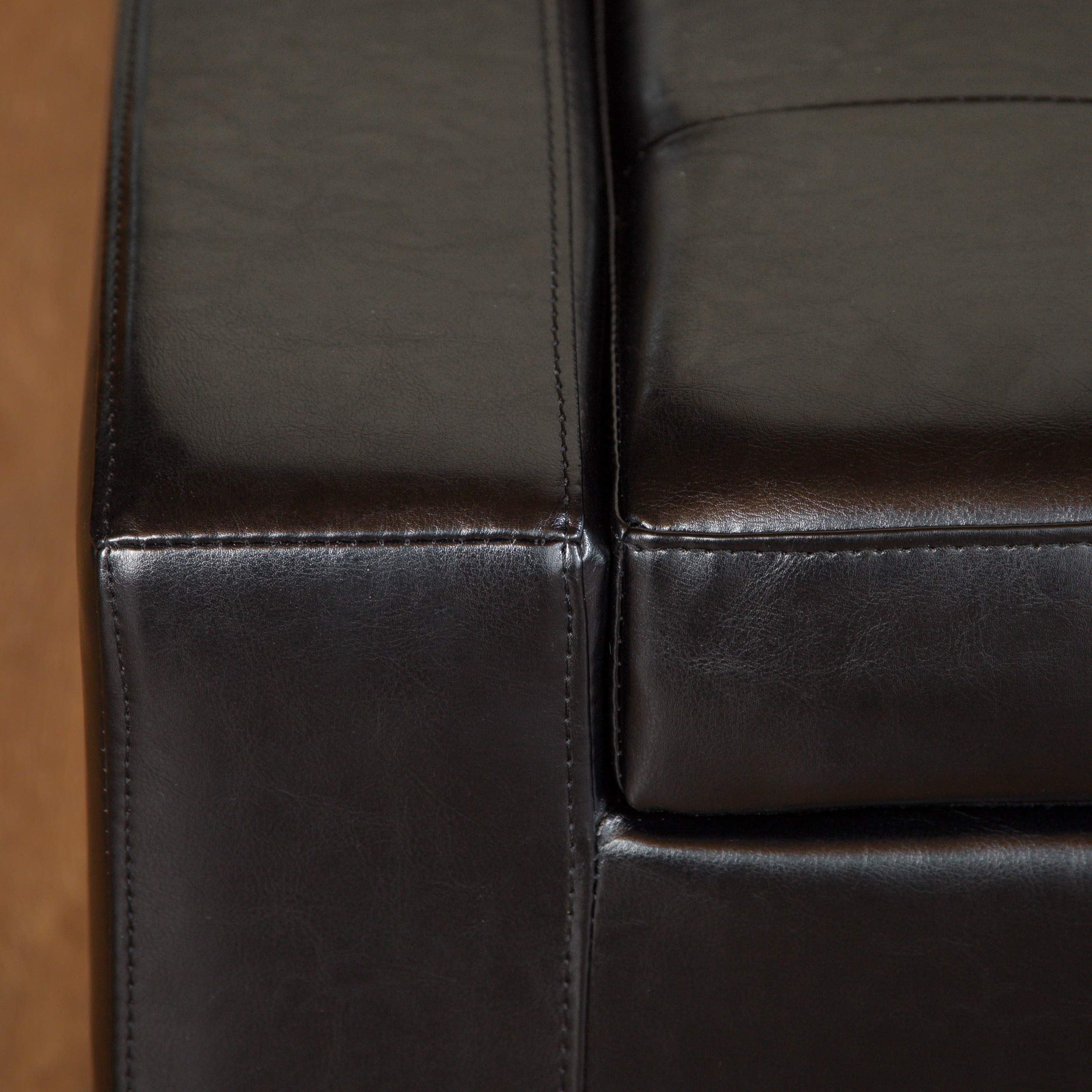 【Furniture】Christopher Knight Home Guernsey Leather Wood-Frame Storage Ottoman