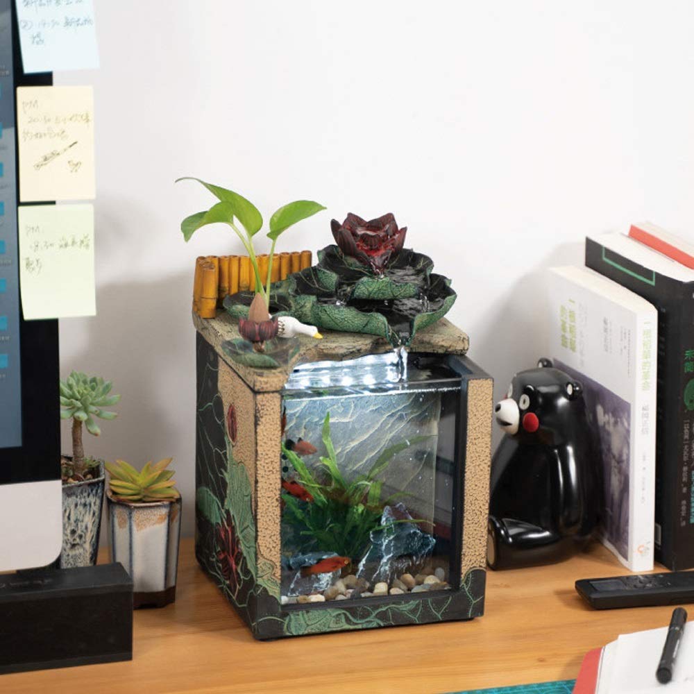 【Pet】Small Landscape Fish Tank Desktop & Water Decoration Office Mini Landscape Living Room
