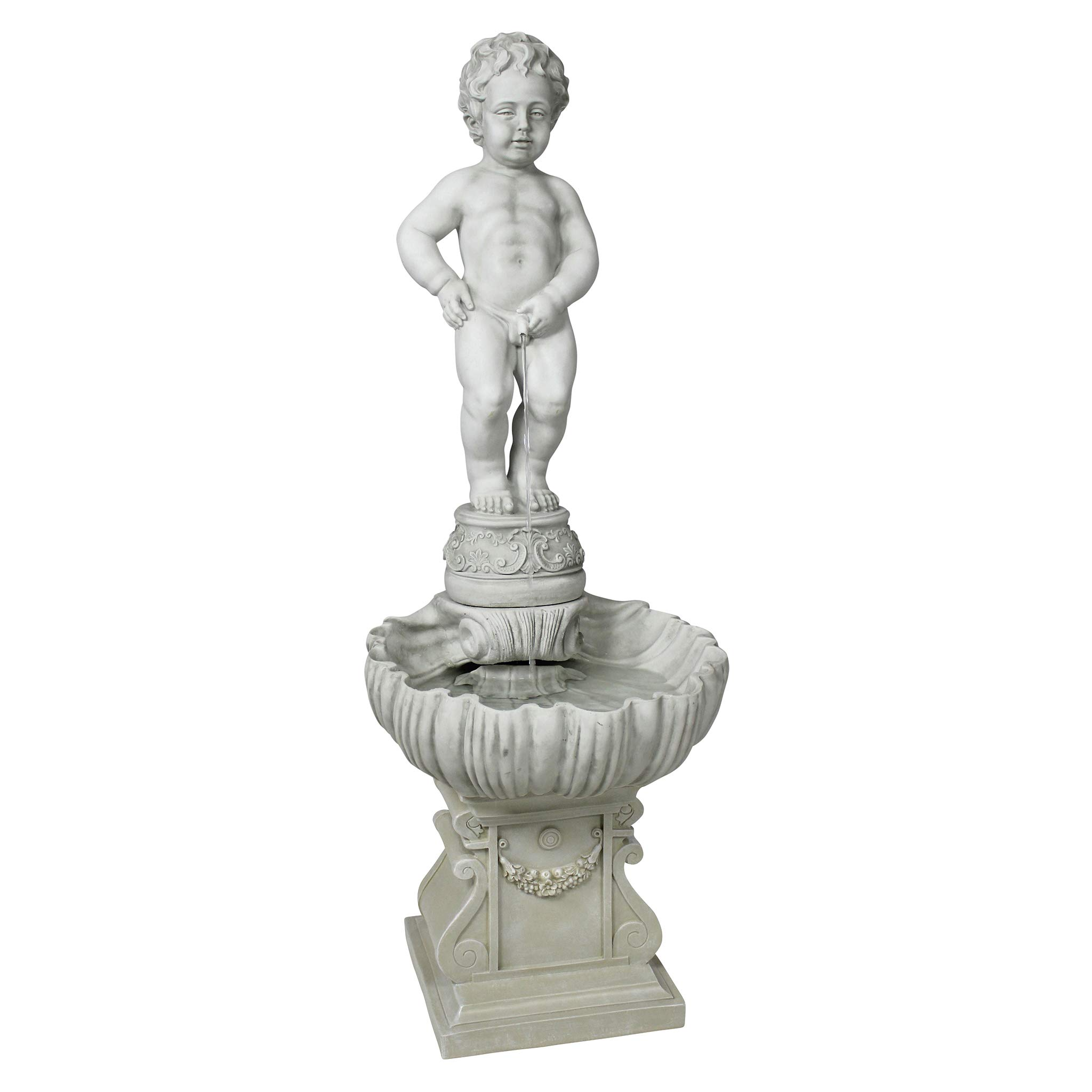 【Décor】Complete Manneken Pis Peeing Boy Water Fountain Garden Decor with Base Outdoor Water Feature