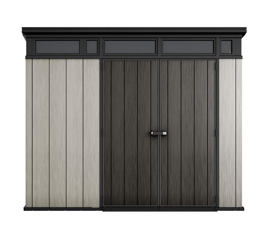 【Storage Shed】9x7 Foot Large Outdoor Shed with Floor with Modern Design for Patio Furniture, Tools