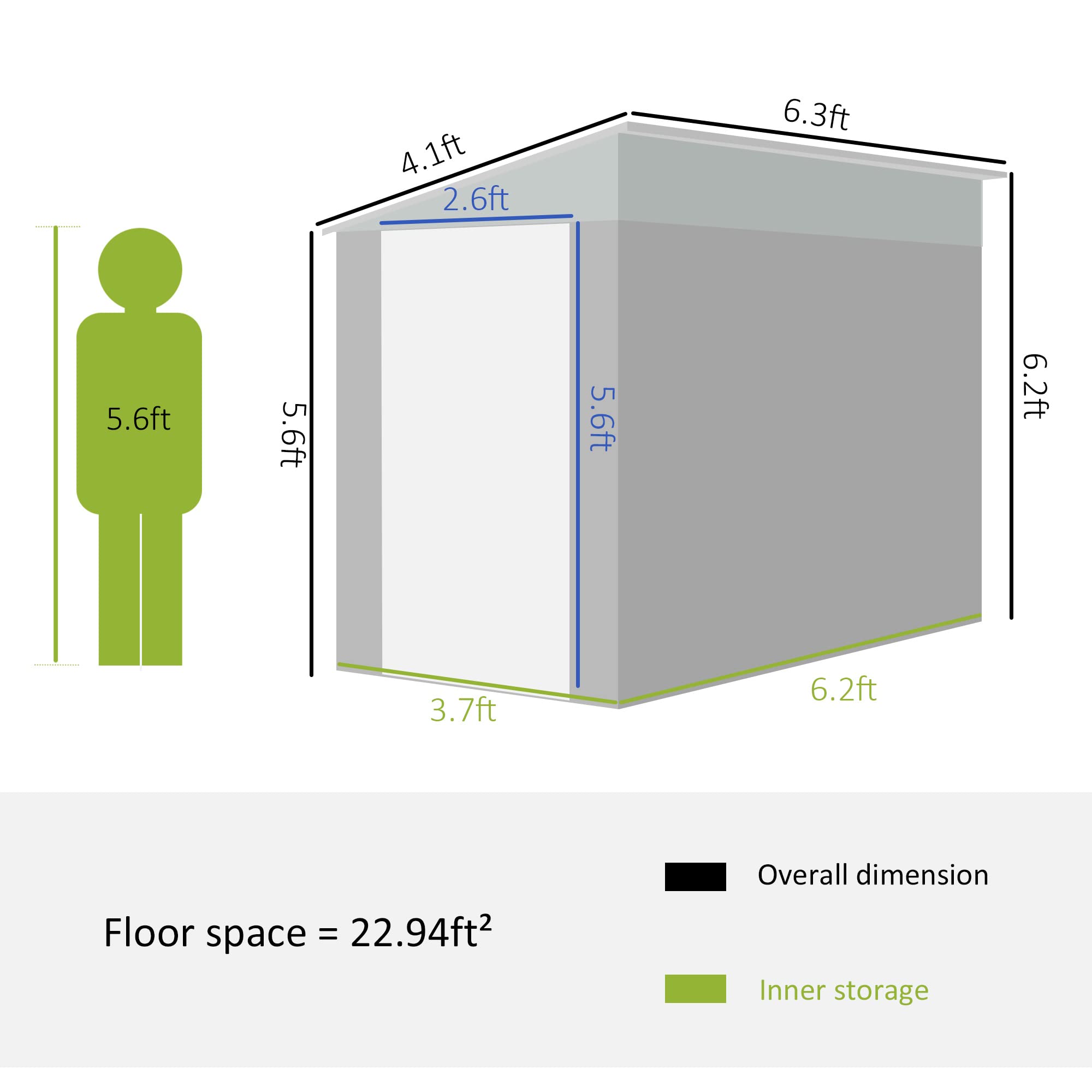 【Storage Shed】4' x 8' Steel Outdoor Sloping Metal Tool House with Lockable Doors & 2 Air Vents