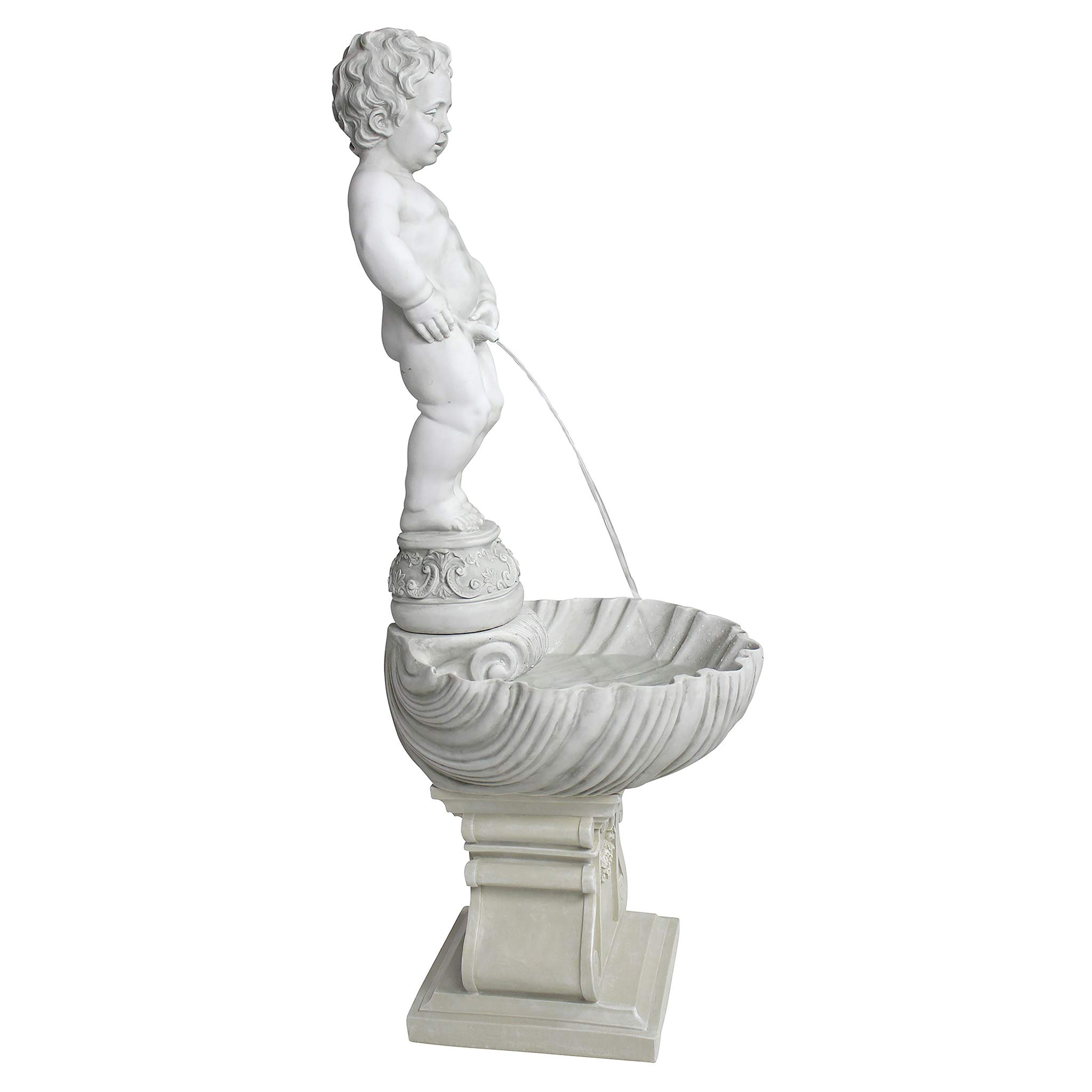 【Décor】Complete Manneken Pis Peeing Boy Water Fountain Garden Decor with Base Outdoor Water Feature