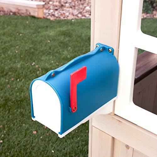 【Baby&Kids】Wooden Outdoor Playhouse, Ringing Doorbell, Mailbox and Awning, Gift for Ages 3-10