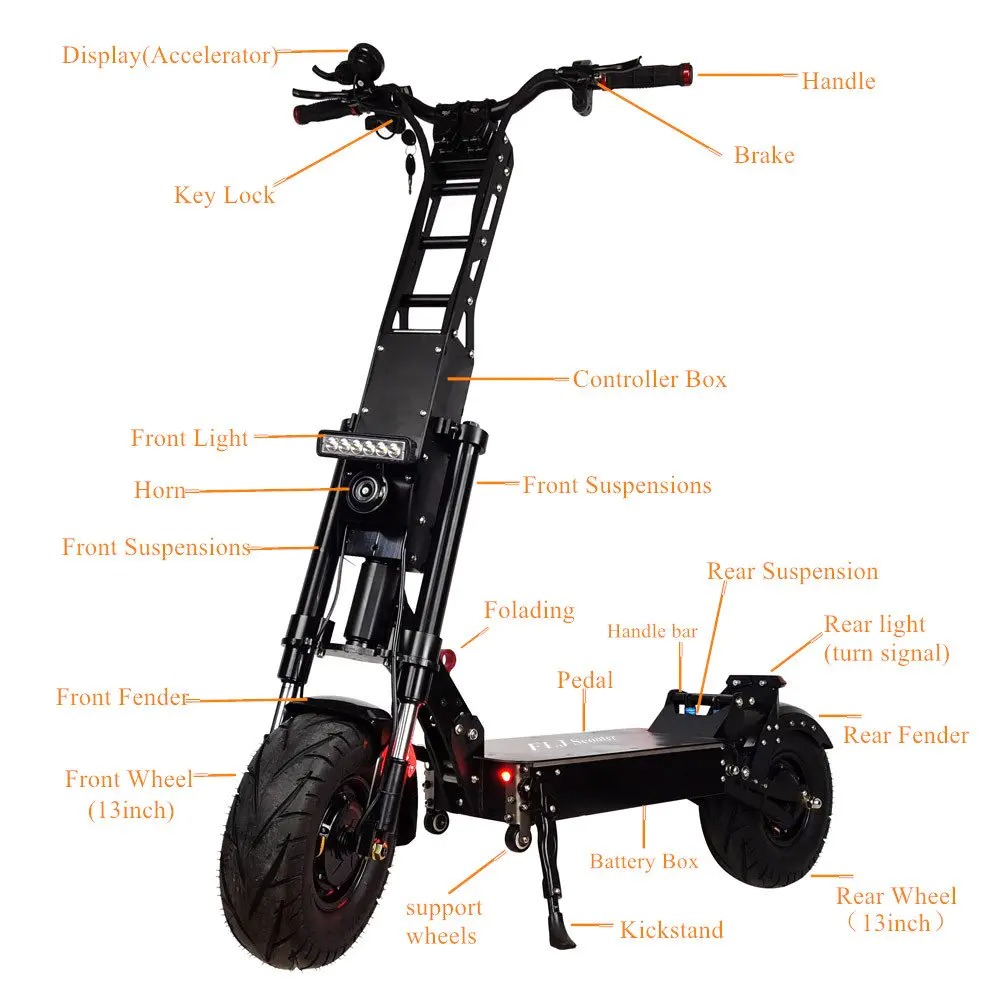 【Sports&Outdoors】90-150KMFLJ Upgraded Version 13 Inch Wheels 60V 6000W E Scooter 90-150KM