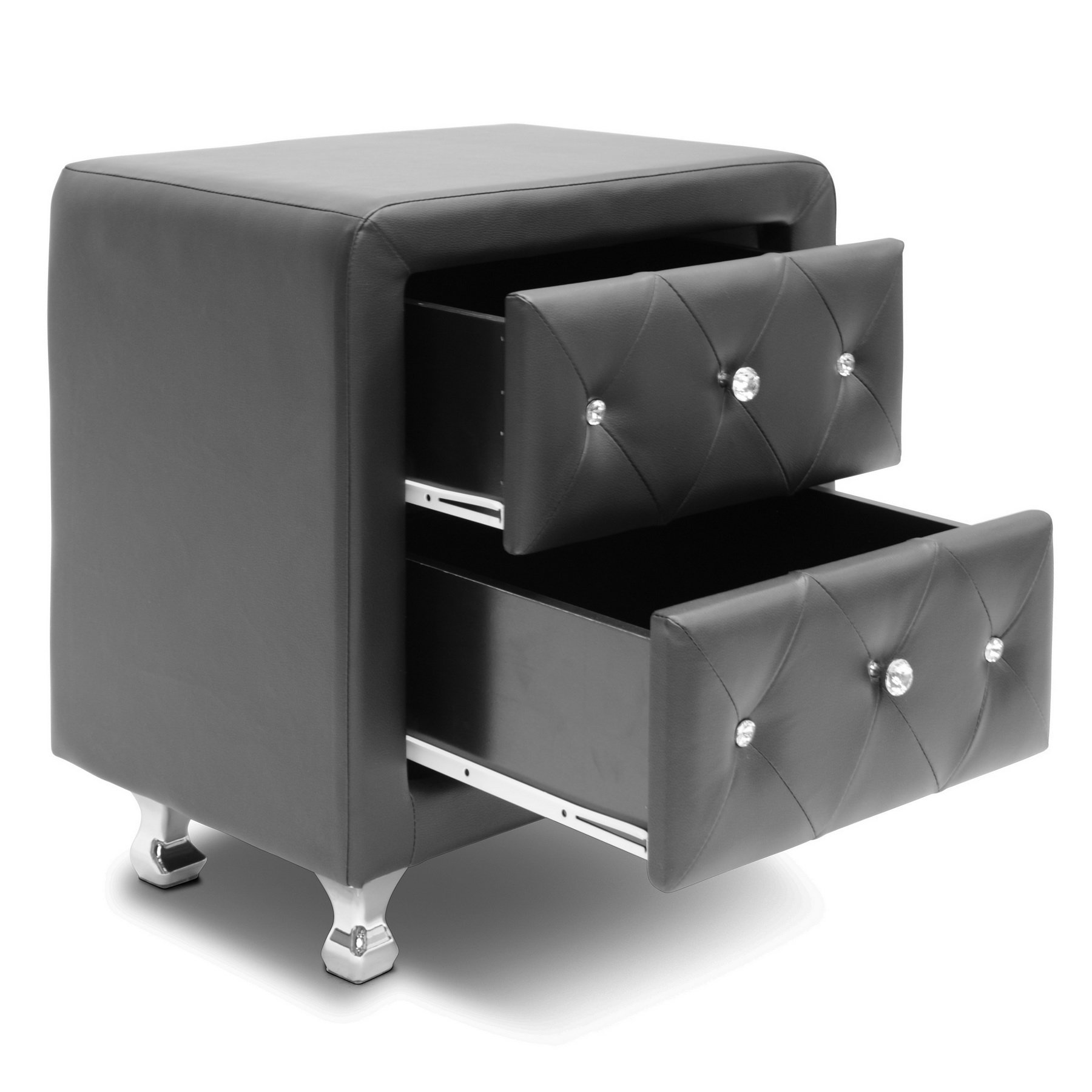 【Furniture】Stella Crystal Tufted Upholstered Modern Nightstand