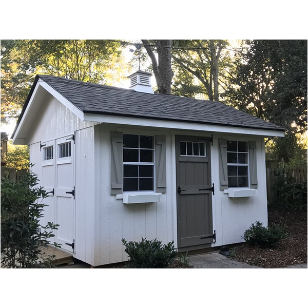 【Storage Shed】10'x12' Resin Outdoor Storage Shed with Shutters, Windows & Skylights for Garden Patio