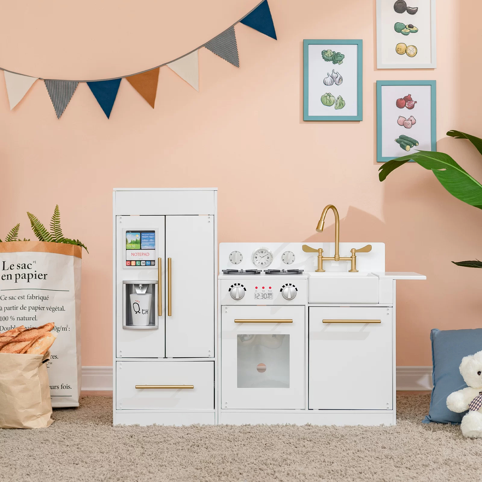 【Baby&Kids】Play Kitchen Toddler Pretend 2 pcs Play Set with Accessories & Ice Maker