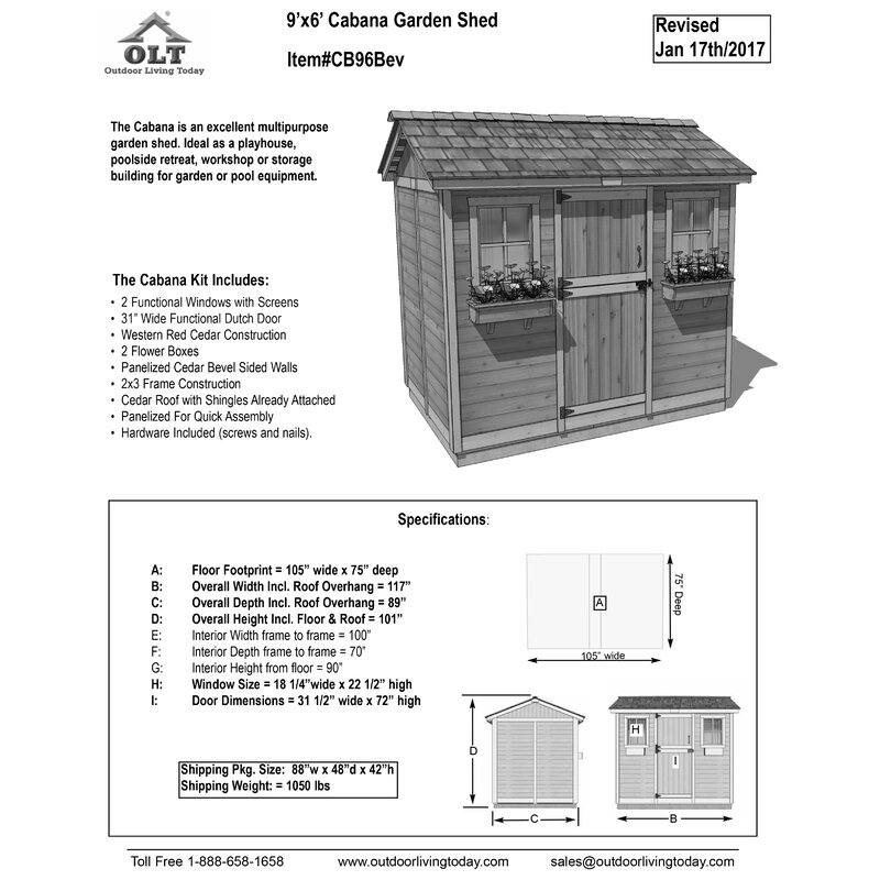 【Storage Shed】9 ft. W x 6 ft. D Solid Wood Storage Shed