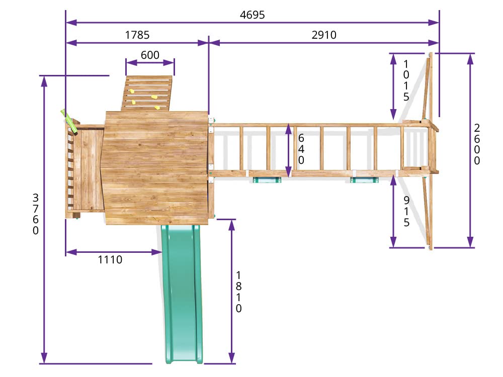 【Baby&Kids】Wooden Playhouse Climbing Frame Childrens Outdoor Play Tower Monkey Bar Swing Set