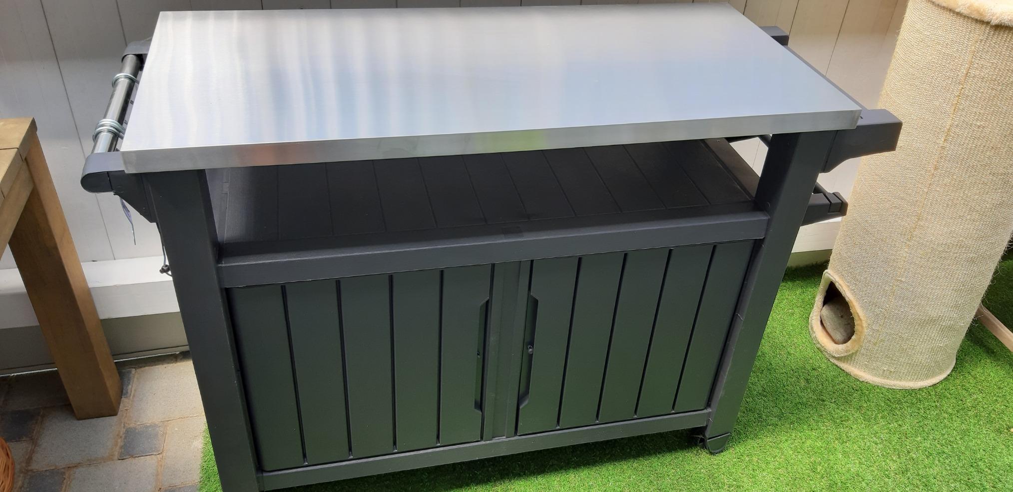 【Home & Garden】Outdoor Portable Entertainment Kitchen Storage and Food Station, Graphite, 70 x 54 x 90 cm