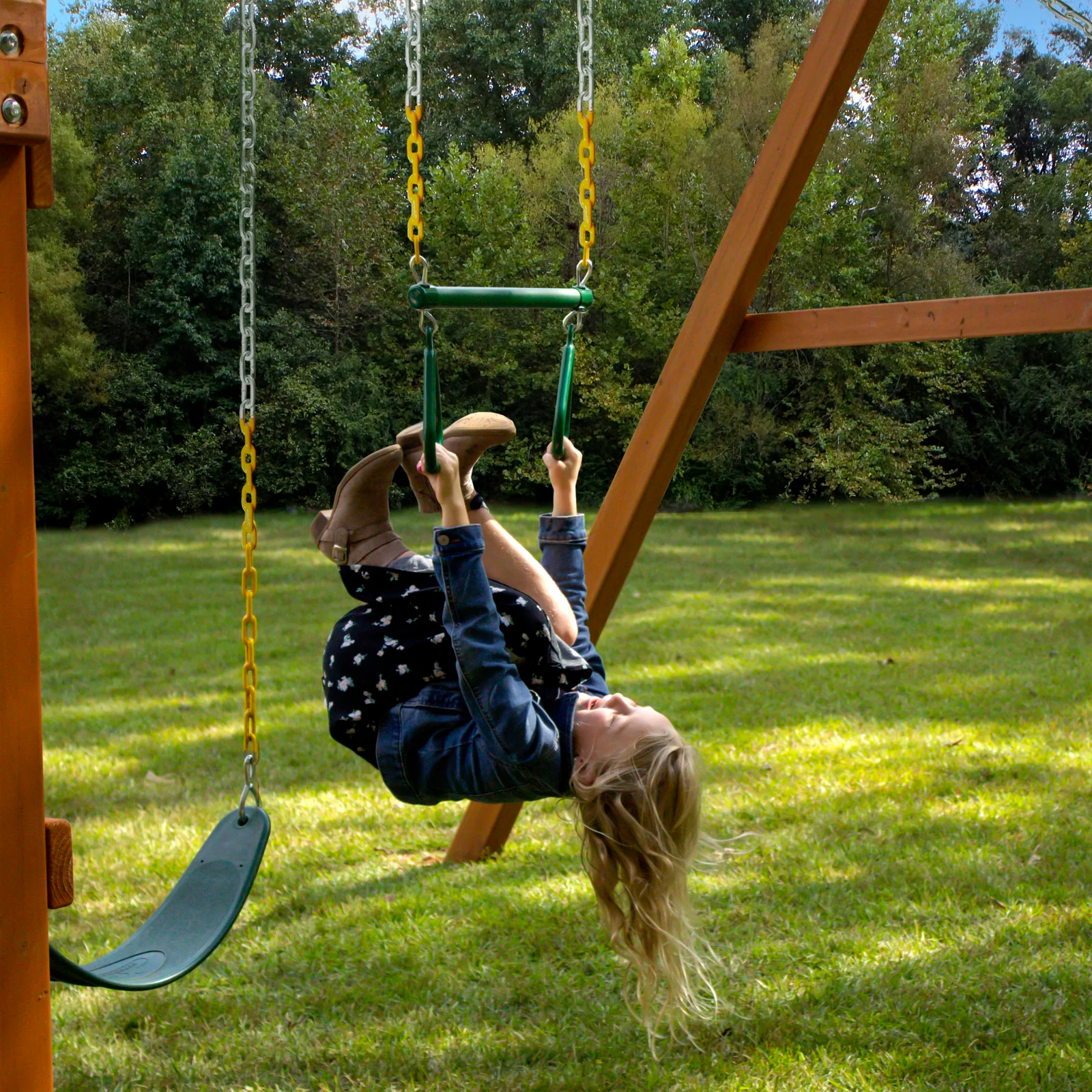 【Baby&Kids】Treasure Trove I Swing Set with Wood Roof
