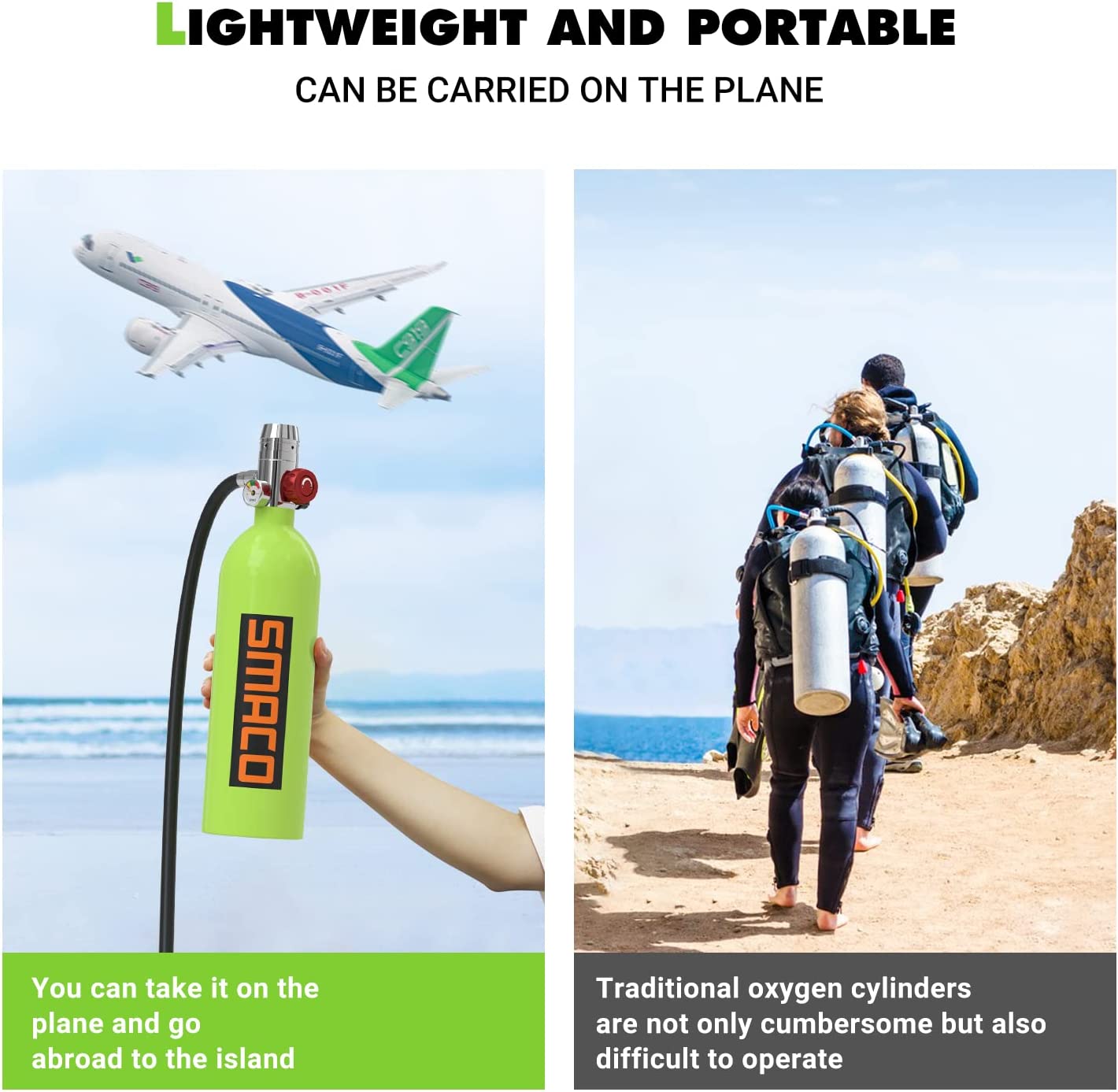 【Sports&Outdoors】Scuba Tank Diving Gear for Diver 1L Mini Scuba Tank Oxygen Cylinder with 15-20 Minutes Underwater Breathing Portable Diving