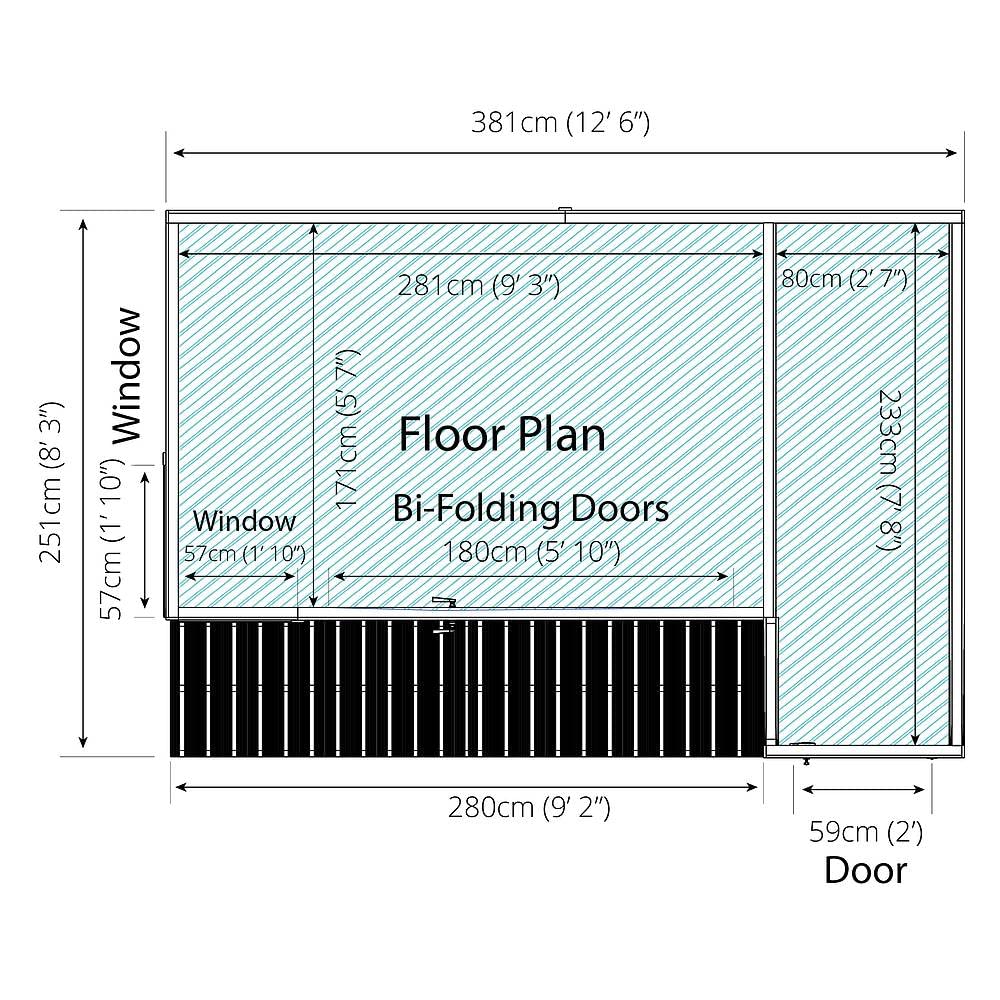 【Home&Garden】12x8 Wooden Garden Summerhouse with Side Shed, Garden Room, Sunroom, Outdoor Storage