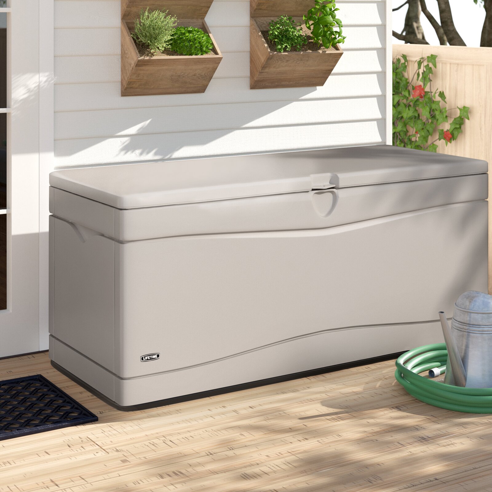 【Storage Shed】Lifetime 130 Gallons Gallon Water Resistant Plastic Lockable Deck Box
