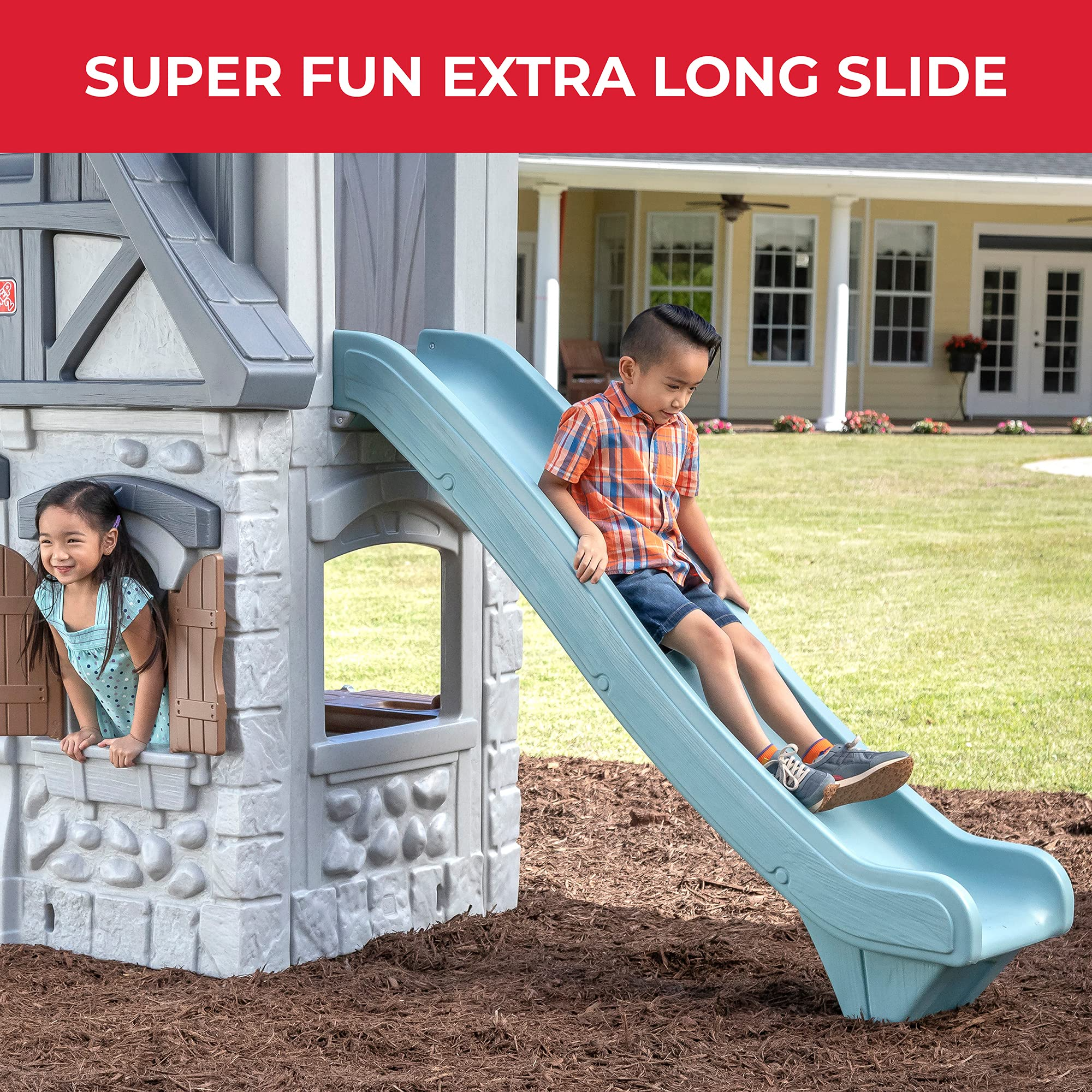 【Sports&Outdoors】Enchanting Adventures 2-Story Playhouse & Slide, Blue