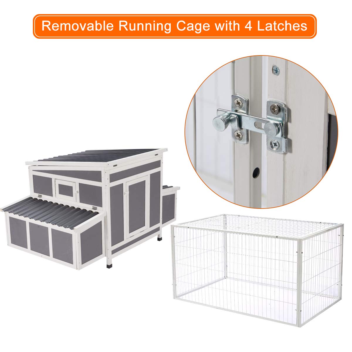 【Pet】88 Large Wooden Chicken Coop Hen House, Outdoor Yard Poultry Pet Hutch with Nesting Box