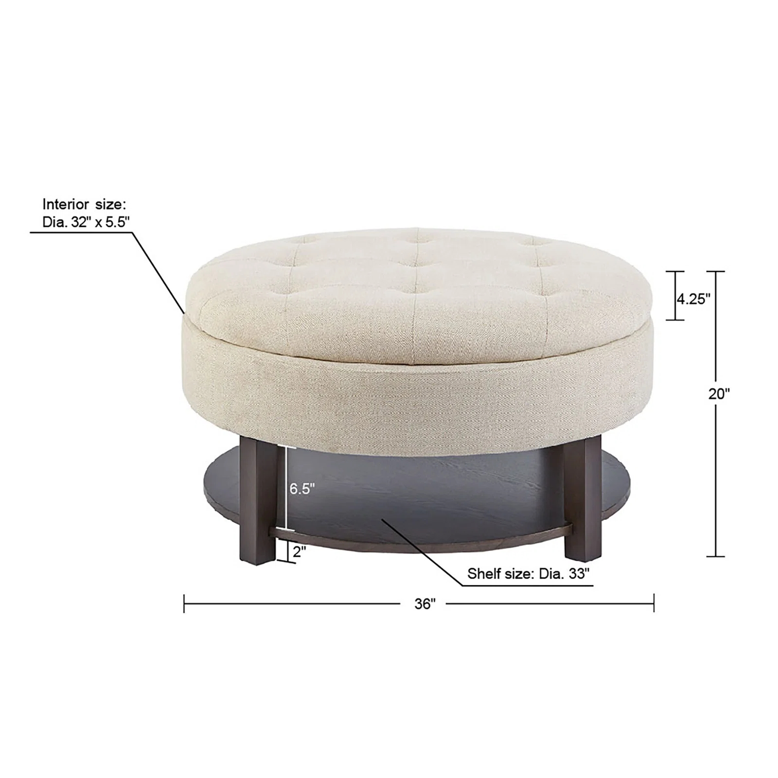 【Furniture】Lindquist Round Tufted Storage Ottoman