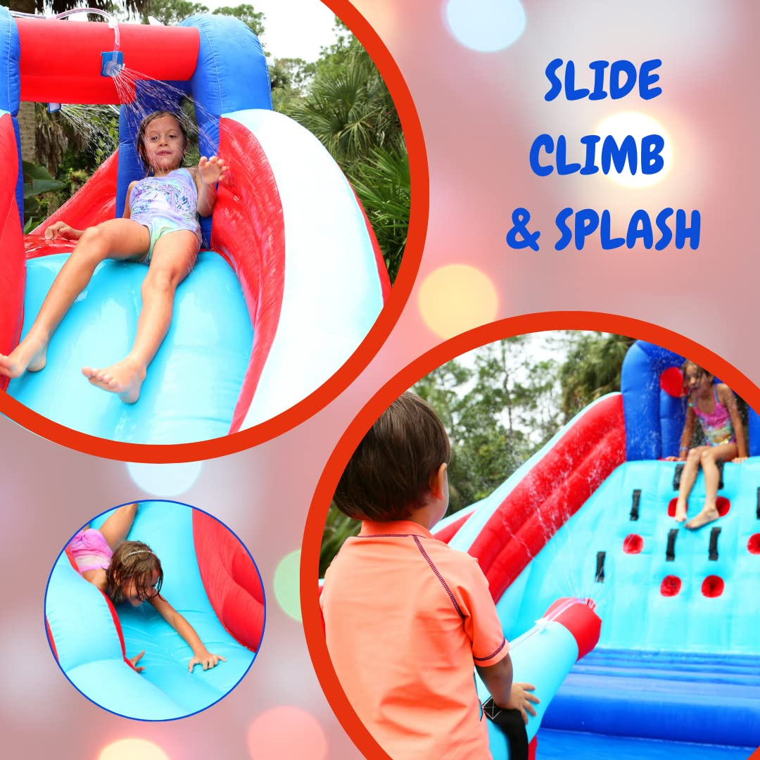 【Baby&Kids】Double Water Slide with Climbing Wall  6.5x13x11 FT  Inflatable Double Water Slide