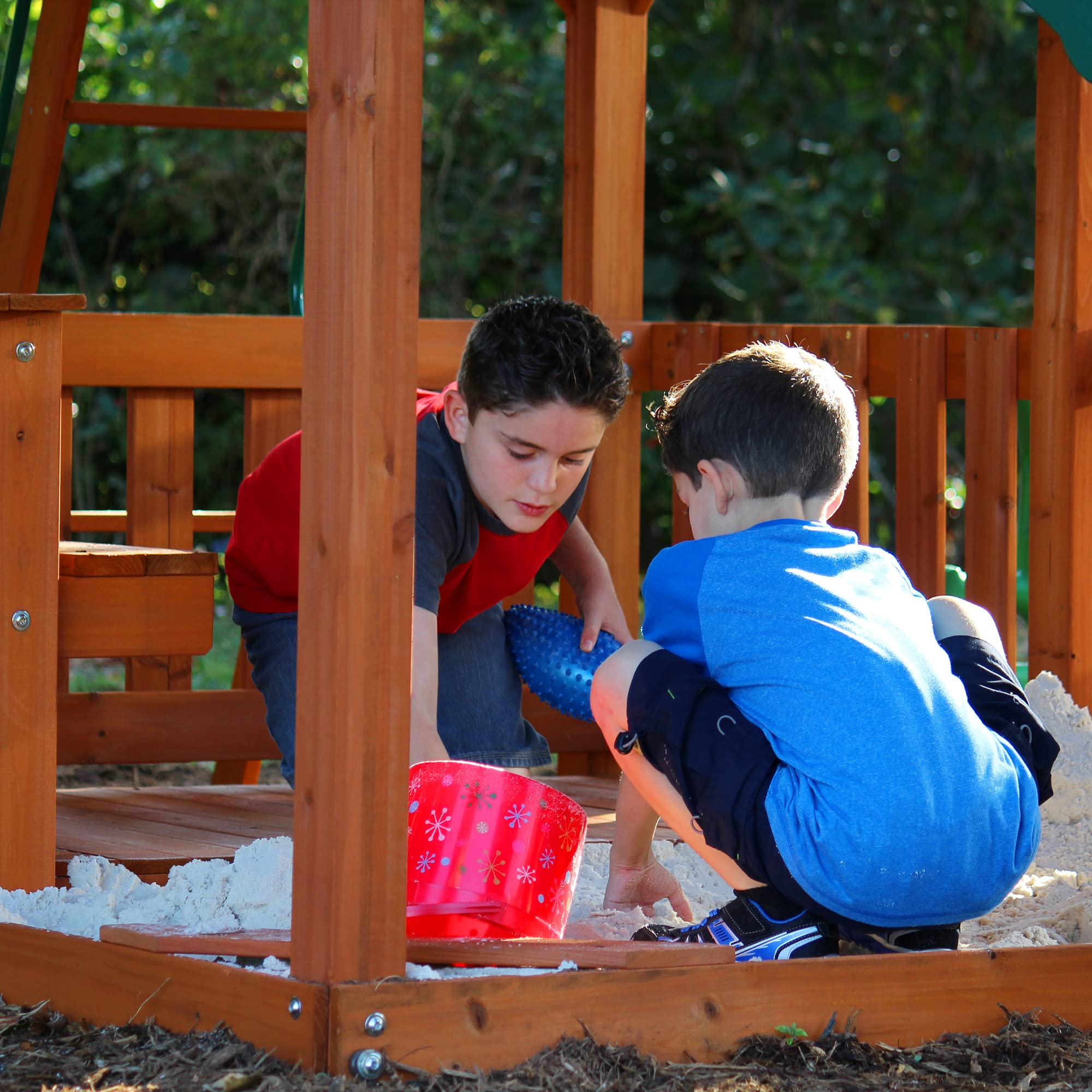 【Baby&Kids】Skyfort II Playground Cedar Wood Swing Set with Playhouse Fort, Sandbox, Picnic Table, Slide