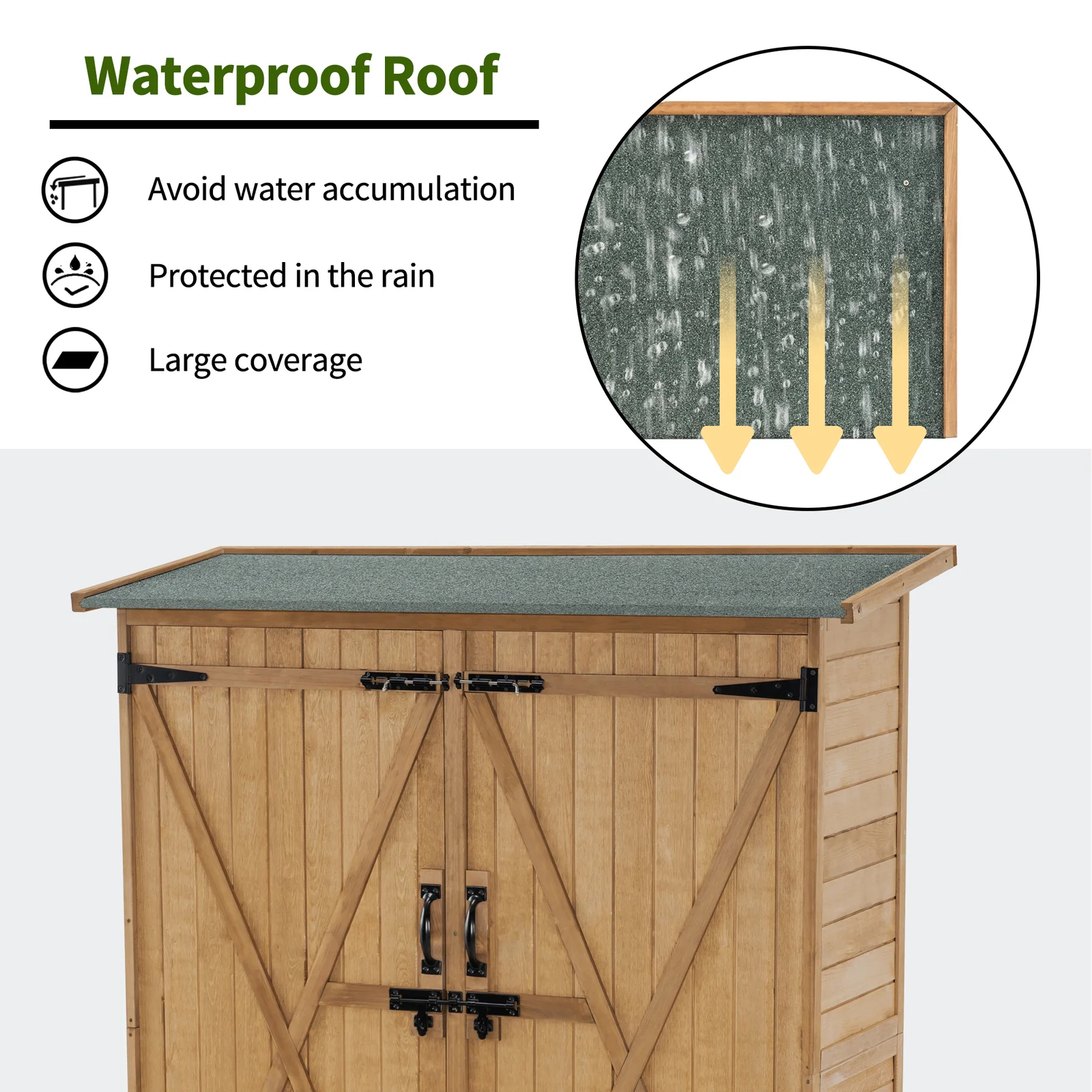【Storage Shed】4.5x1.5 ft Solid Wood Lean-To Tool Shed