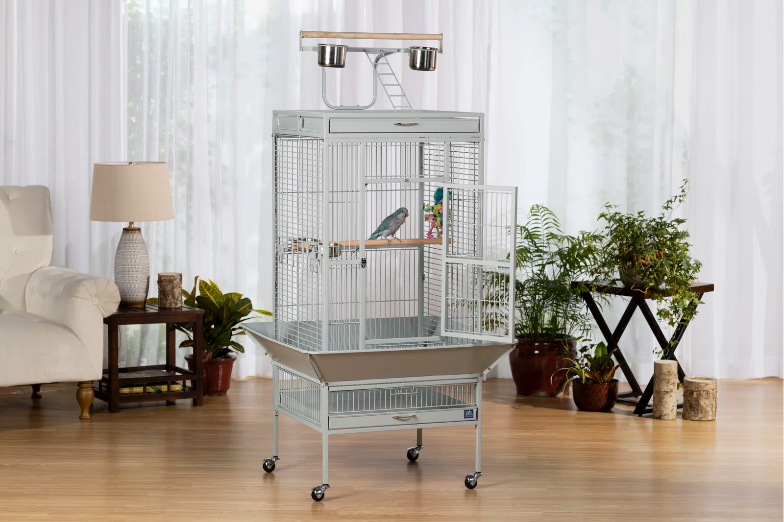 【Pet】Bremer Steel Play Top Floor Bird Cage with Wheels