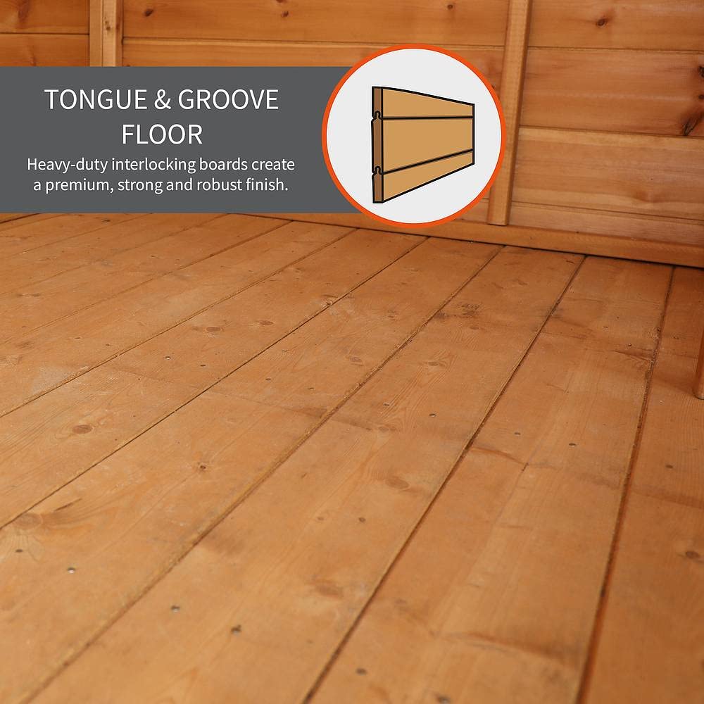 【Home&Garden】12x8 Wooden Garden Summerhouse with Side Shed, Garden Room, Sunroom, Outdoor Storage