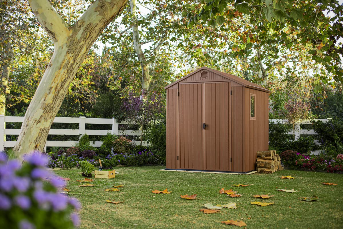 【Storage Shed】6x6 Darwin Outdoor Apex Garden Storage Shed, Brown