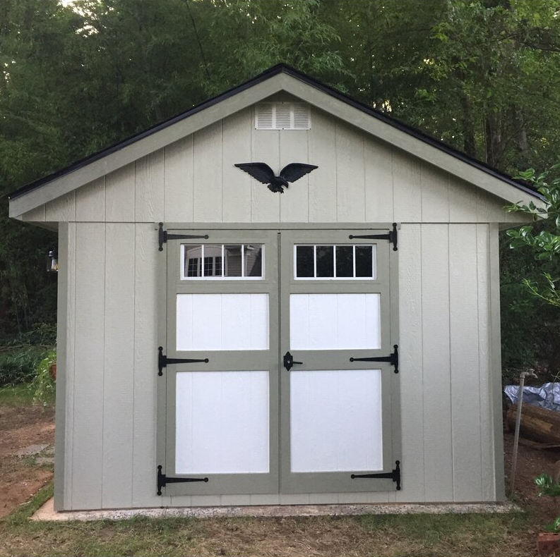 【Storage Shed】10'x12' Resin Outdoor Storage Shed with Shutters, Windows & Skylights for Garden Patio