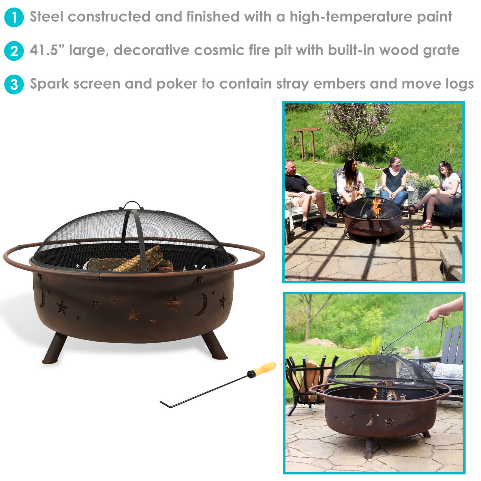【Sports&Outdoors】Gustafson 23'' H x 42'' W Steel Wood Burning Outdoor Fire Pit