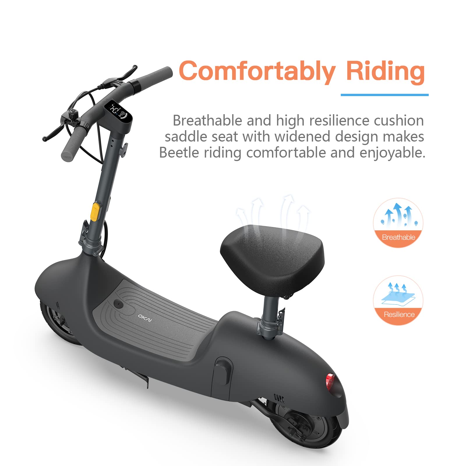 【Sports&Outdoors】Electric Scooter with Seat, Up to 25-34 Miles Range & 15.5MPH