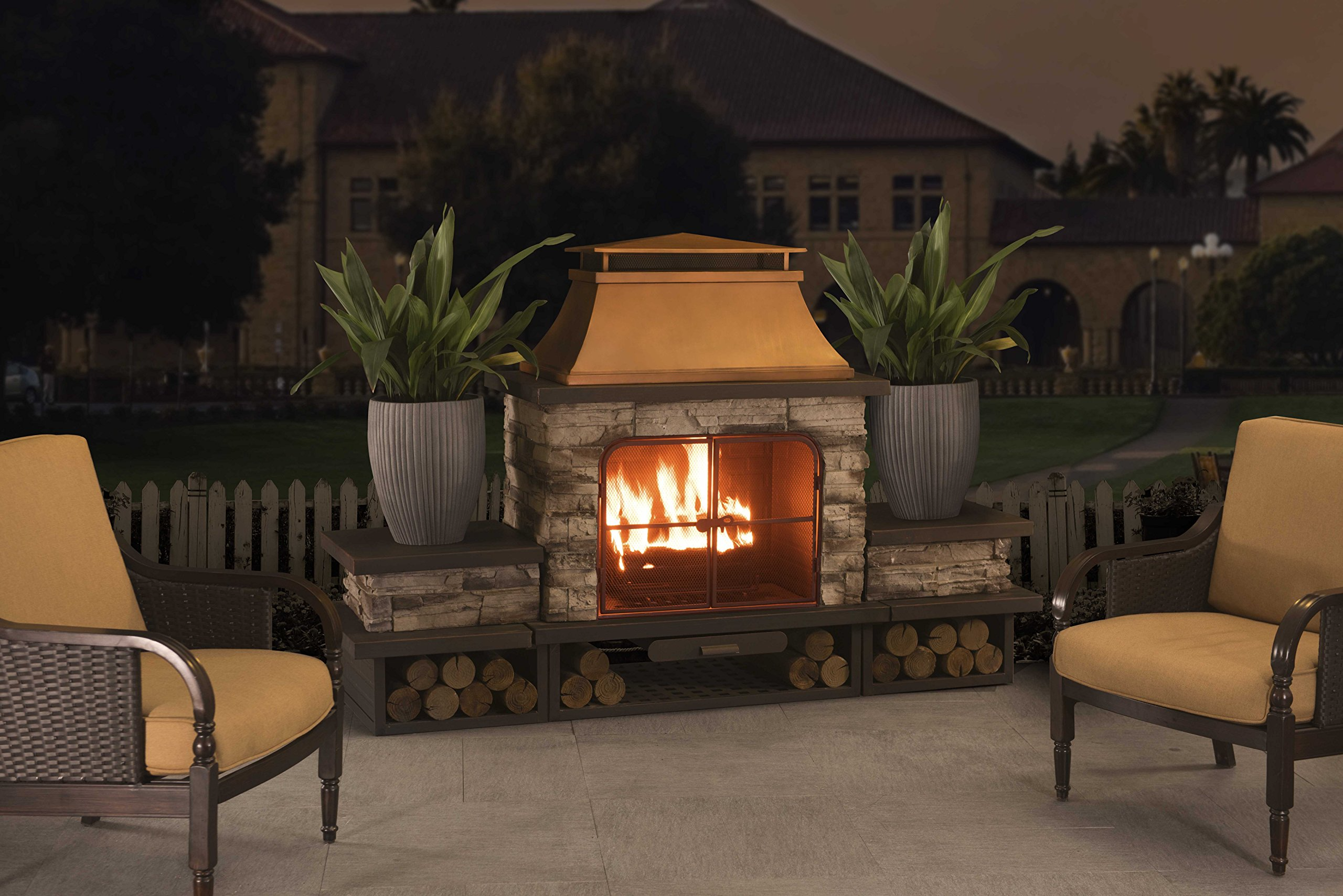 【Home&Garden】Bel Aire Fireplace Large with Two Table-Flats