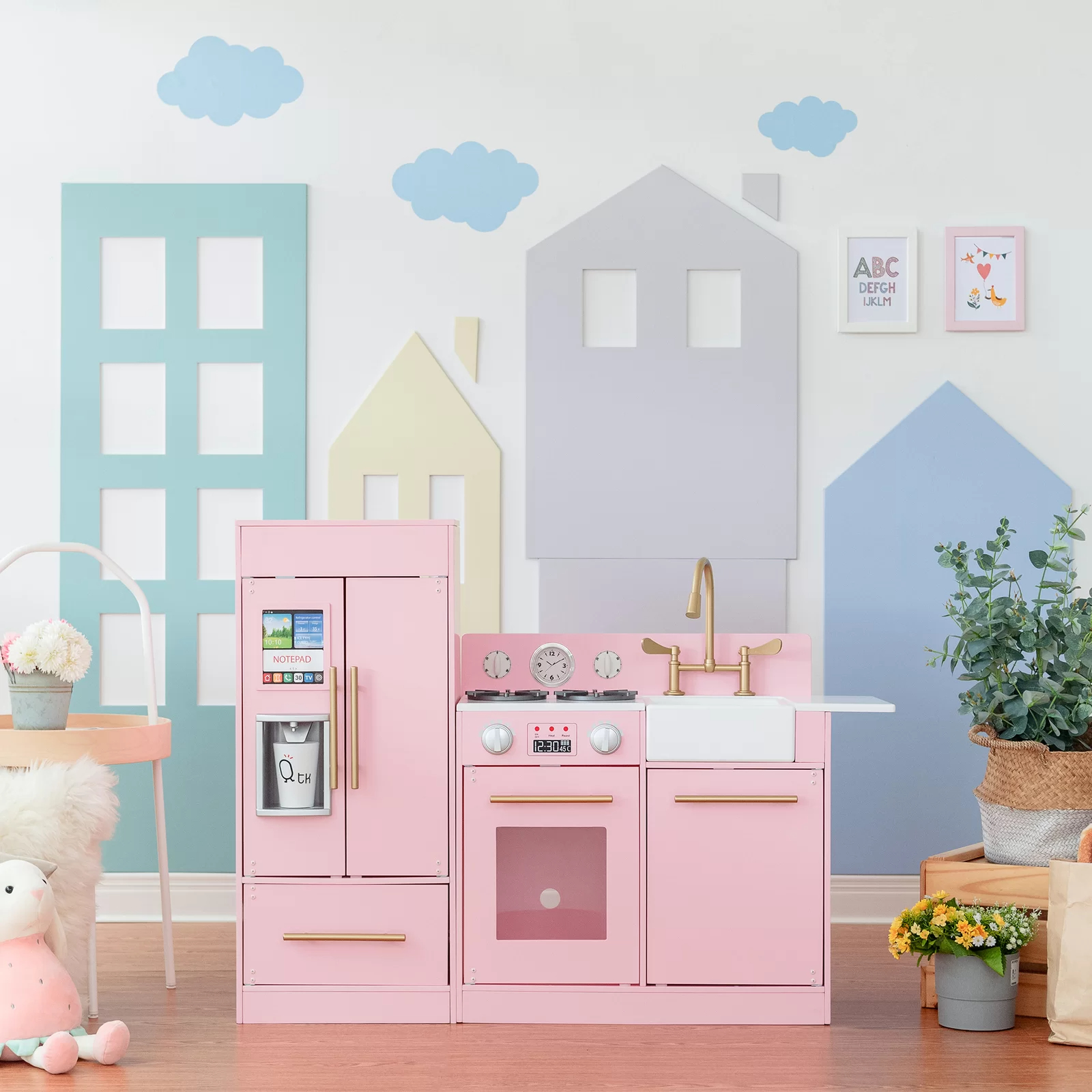 【Baby&Kids】Play Kitchen Toddler Pretend 2 pcs Play Set with Accessories & Ice Maker