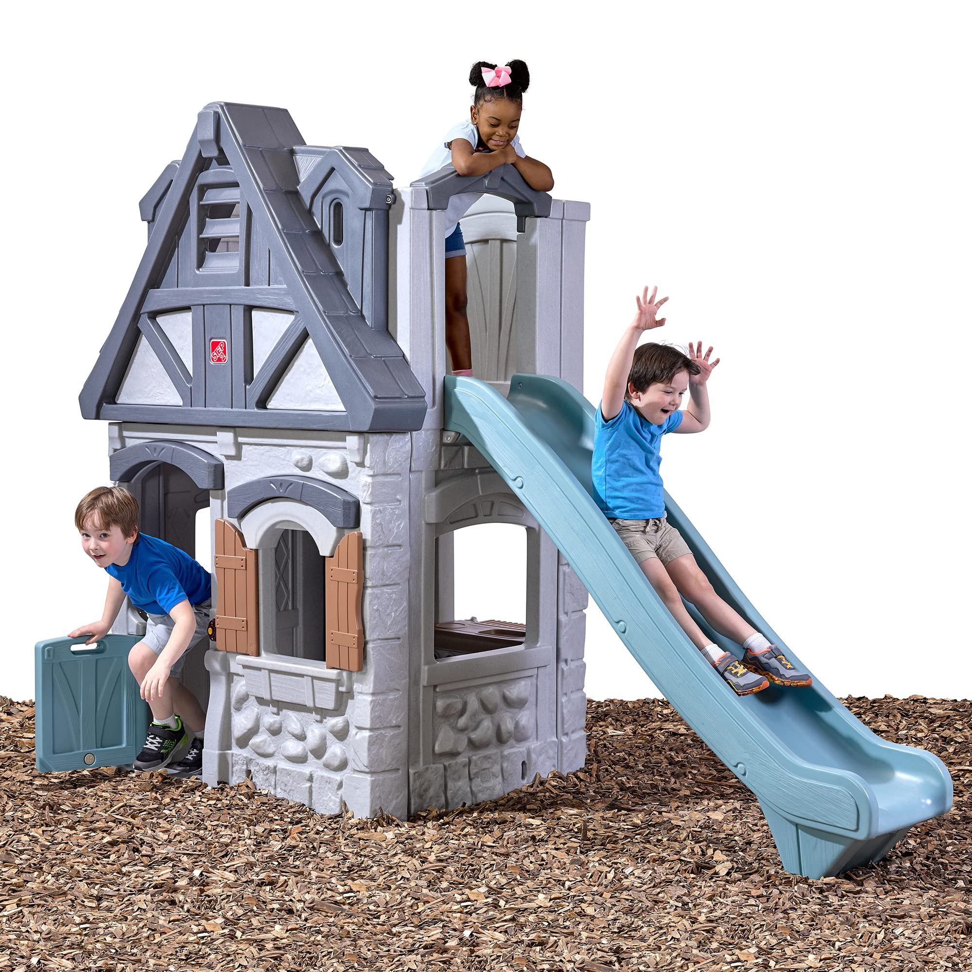 【Sports&Outdoors】Enchanting Adventures 2-Story Playhouse & Slide, Blue
