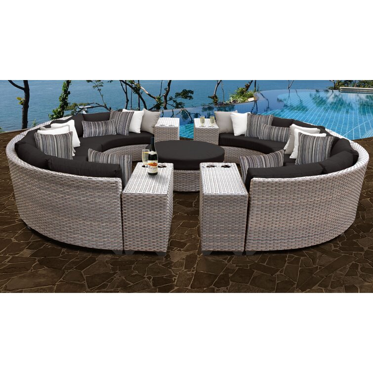 【Home&Garden】Merlyn High-Density Polyethylene (HDPE) Wicker 10 - Person Seating Group with Cushions