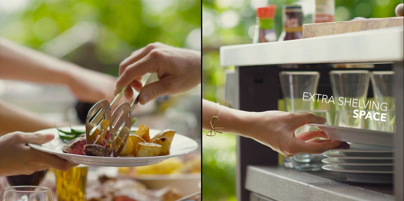 【Home & Garden】Outdoor Portable Entertainment Kitchen Storage and Food Station, Graphite, 70 x 54 x 90 cm