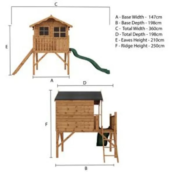 【Sports&Outdoors】Mercia 12 x 5ft Wooden Poppy Playhouse including Tower & Slide