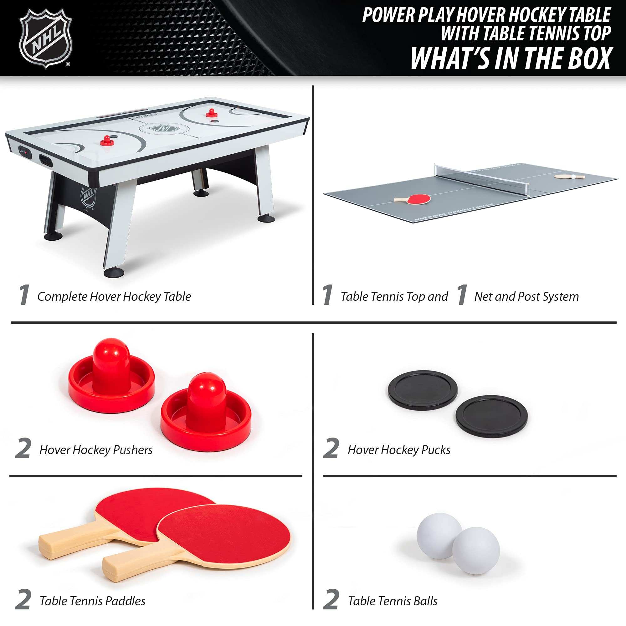 【Sports&Outdoors】Multi-Game Tables, Play 2-in-1 Air Hockey Table with Table Tennis Top