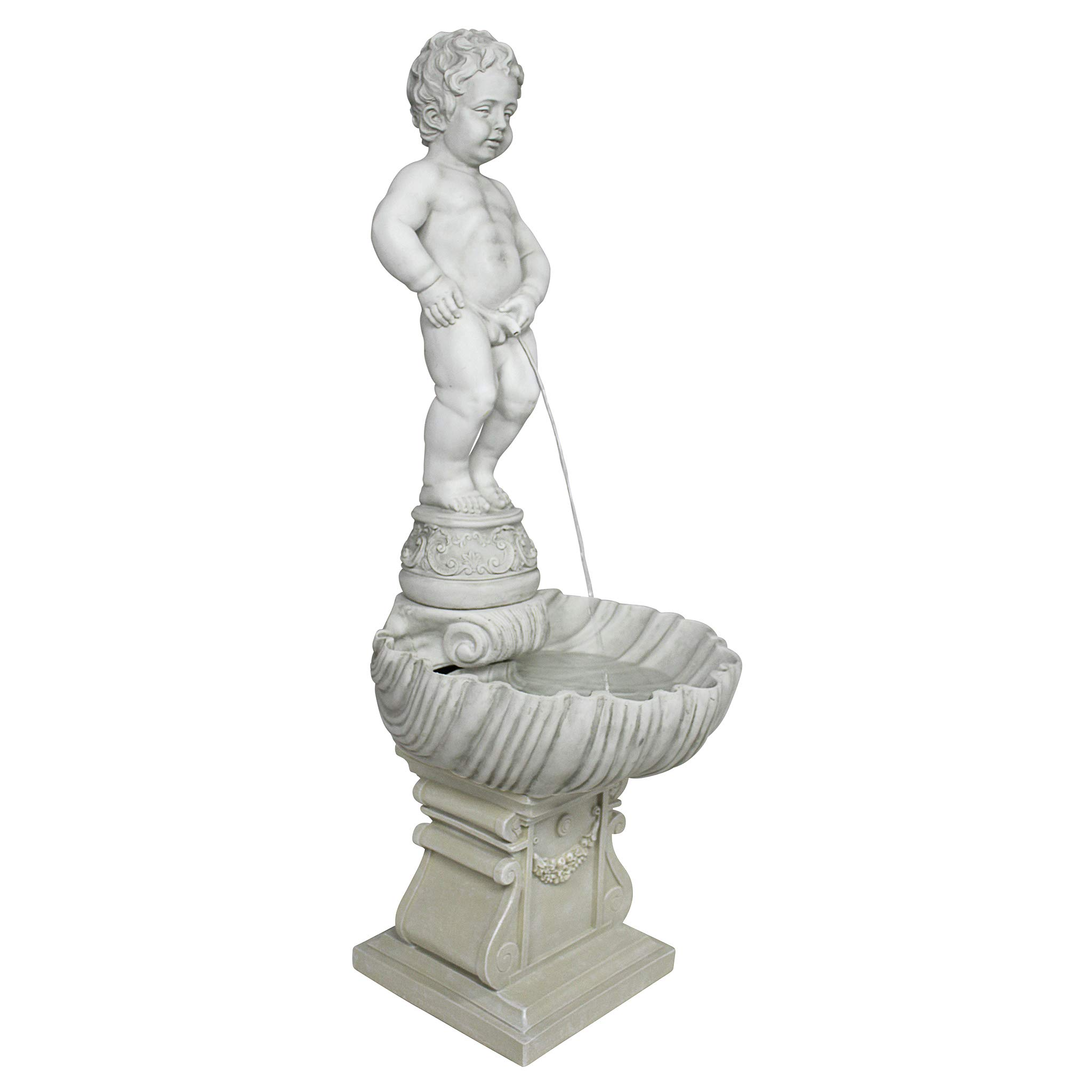 【Décor】Complete Manneken Pis Peeing Boy Water Fountain Garden Decor with Base Outdoor Water Feature
