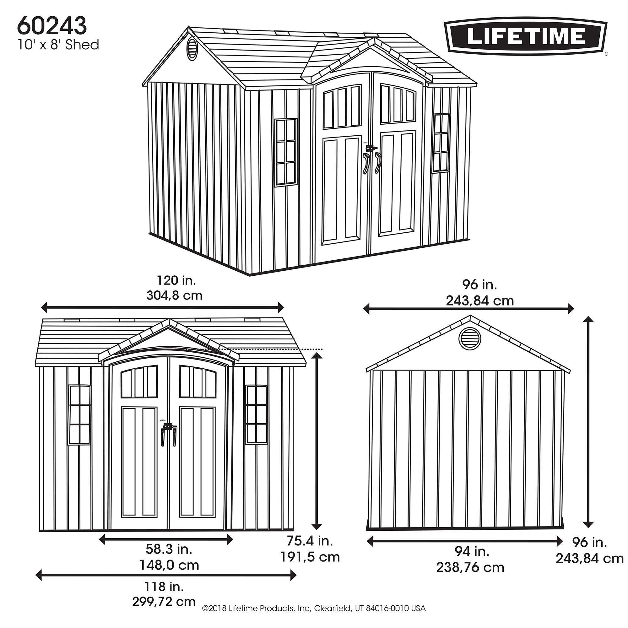 【Storage Shed】10 x 8 Ft. Outdoor Storage Shed, Gray