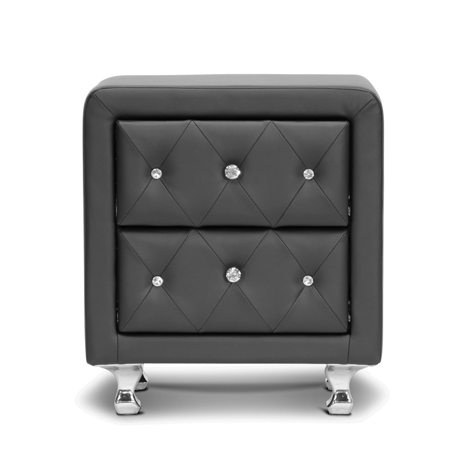 【Furniture】Stella Crystal Tufted Upholstered Modern Nightstand