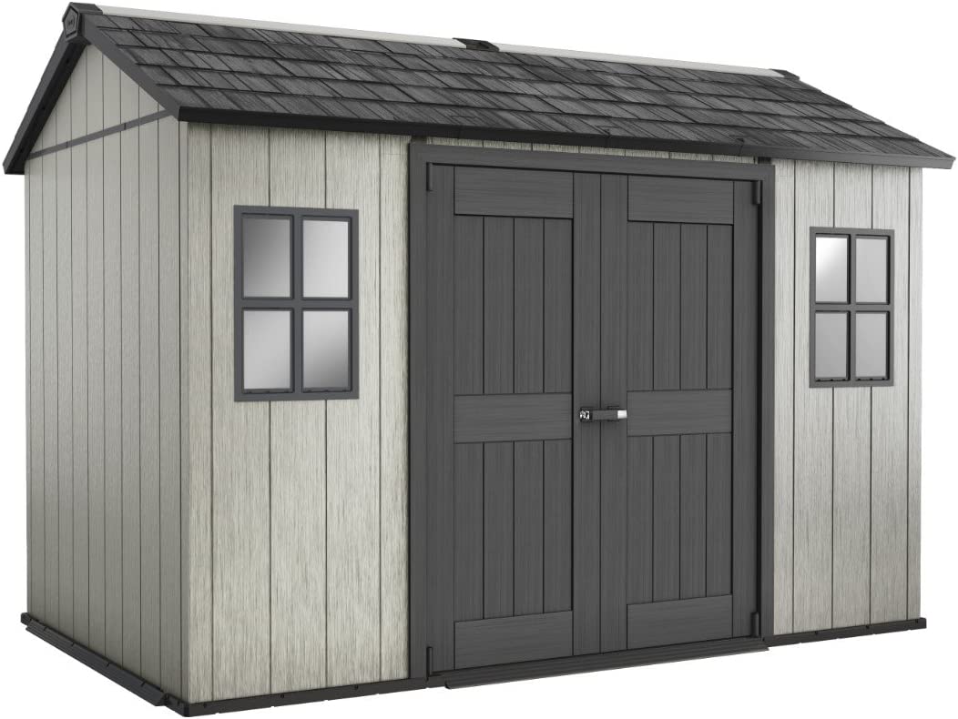 Keter Oakland Outdoor Plastic Garden Storage Shed, 11 x 7.5 feet
