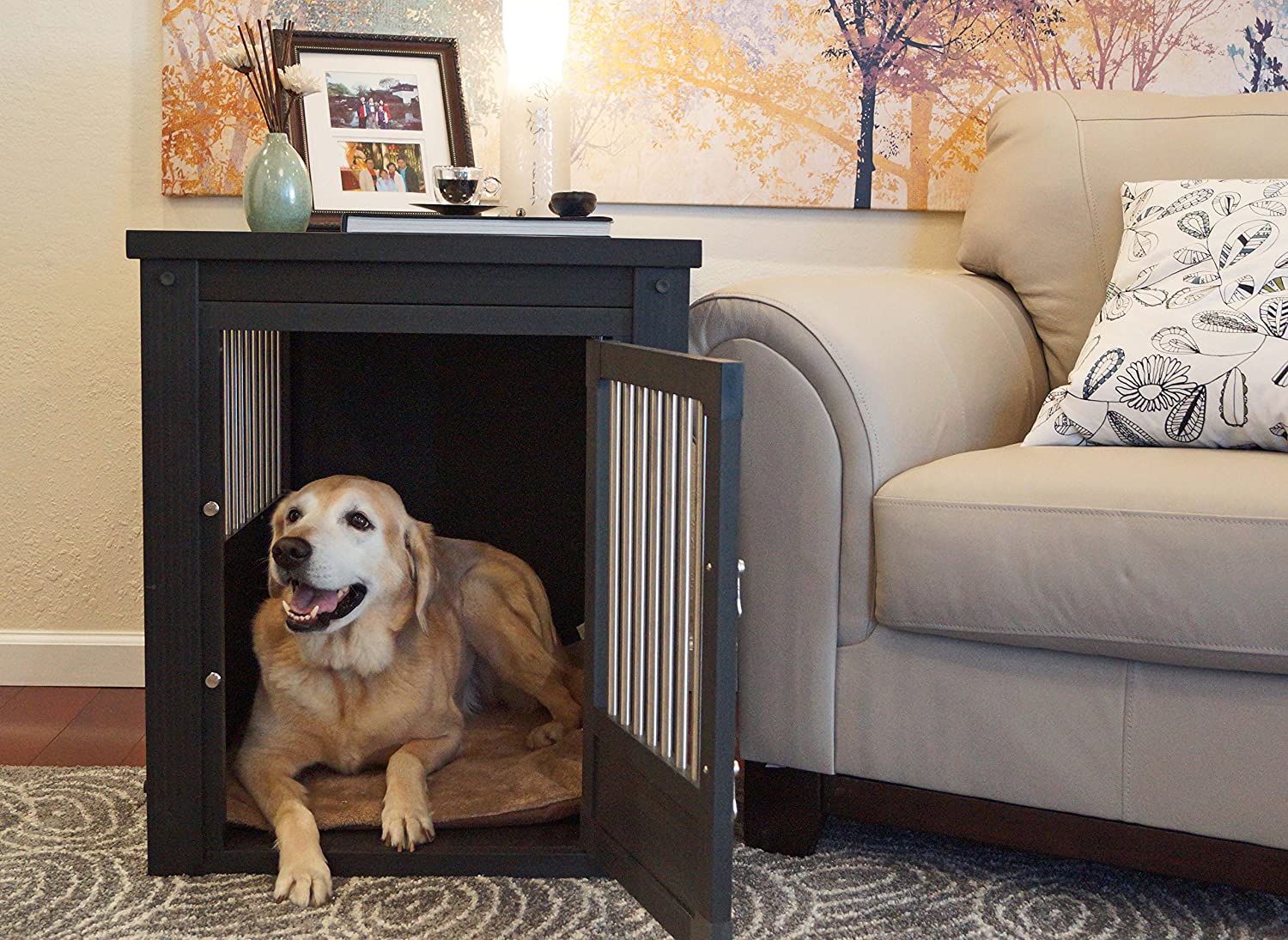 【Home&Garden】Pet CrateEnd Table, X-Large, Antique White