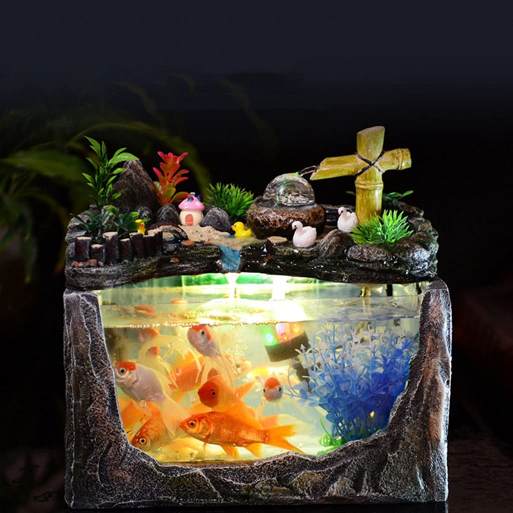 【Pet】Fishbowl Rockery & Water Creative Small Tank Living Room Family Aquarium Fish Tank