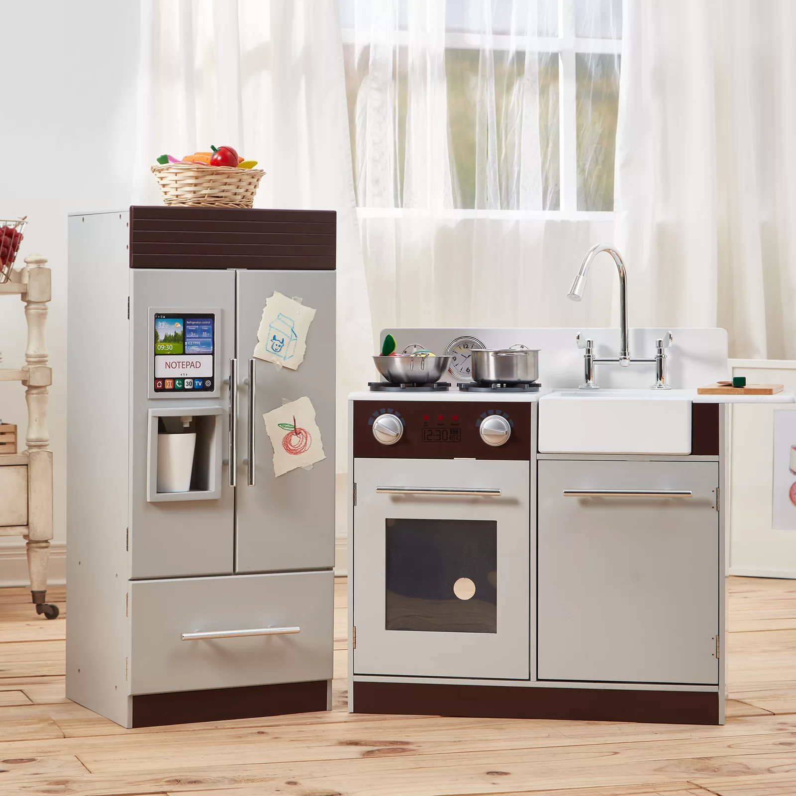 【Baby&Kids】Play Kitchen Toddler Pretend 2 pcs Play Set with Accessories & Ice Maker