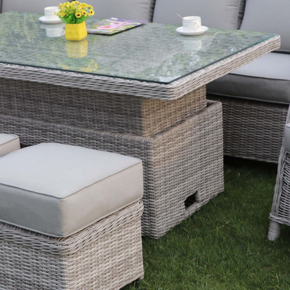 Corner Sofa Set with Rectangular Rising Table (Grey）