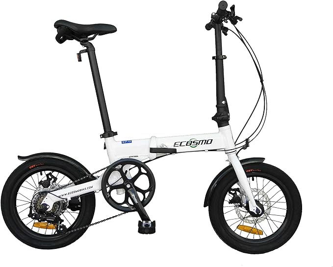 ECOSMO 16-Inch Lightweight Alloy Folding City Bike, 6 SP SHIMANO, Dual Disc Brakes - 16AF02W