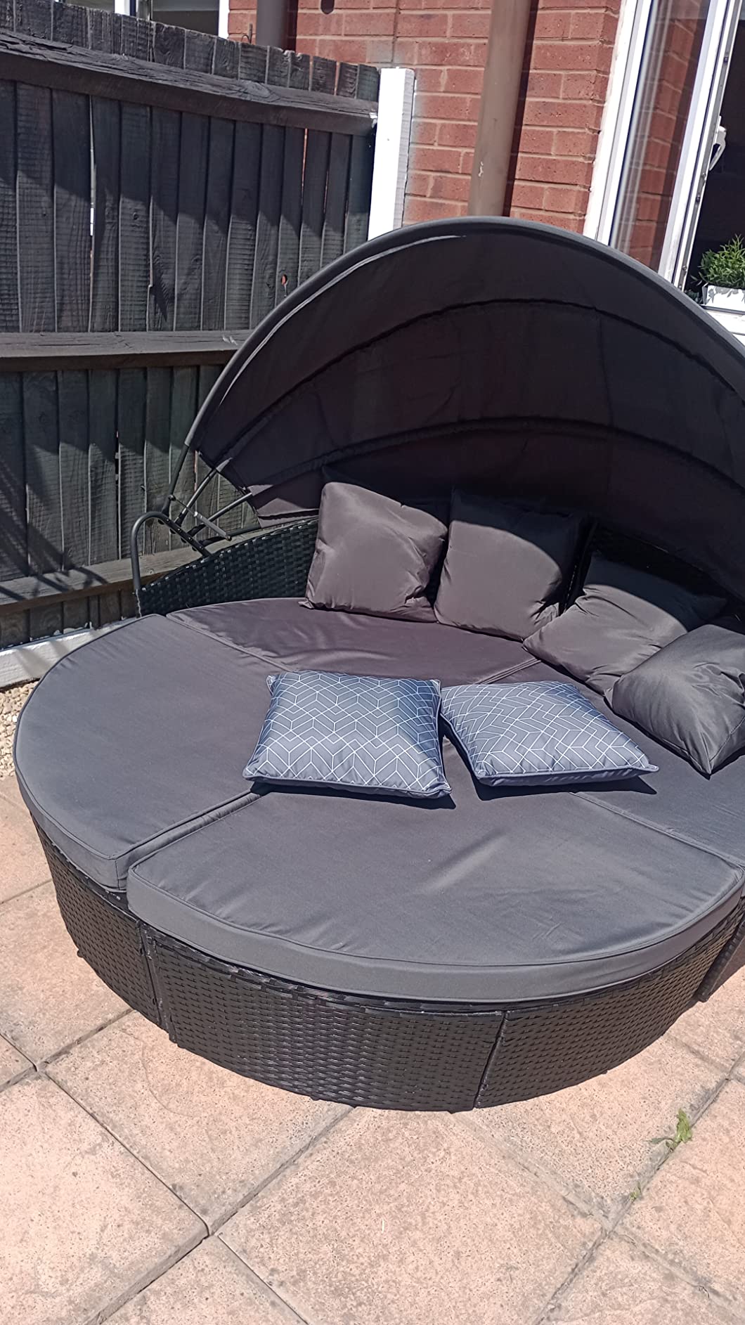 EVRE Bali Day Bed Outdoor Garden Furniture Set With Canopy (Black)