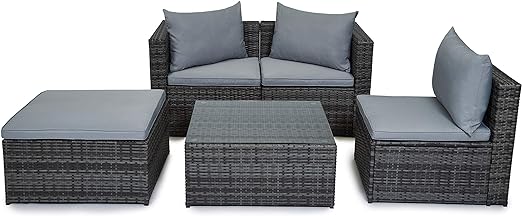EVRE Outdoor Rattan Garden Furniture Set Malaga Greenhouse Sofa Coffee Table
