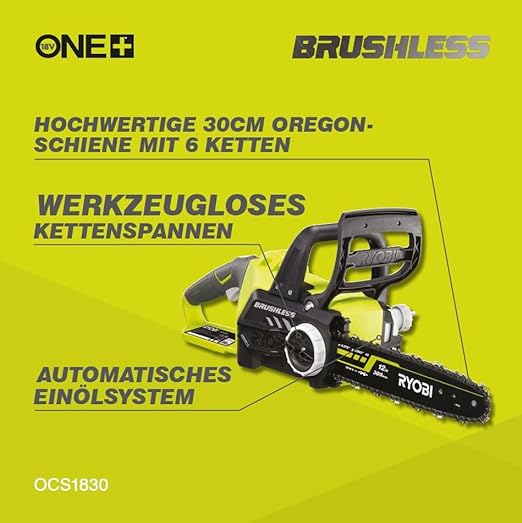 Ryobi OCS1830 18 V 30 cm Bar ONE Cordless Brushless Chain Saw